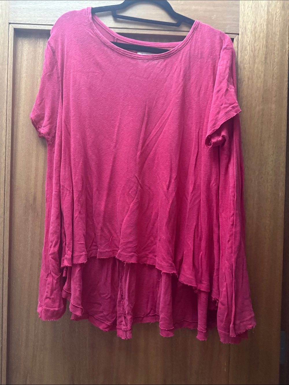 Free People Red circle in the sand high-low tee